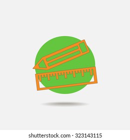 Pencil and Ruler vector icon