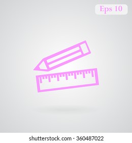 Pencil and Ruler vector icon
