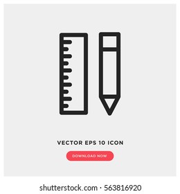 Pencil and ruler vector icon