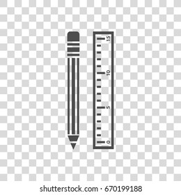 Pencil With Ruler Vector Icon