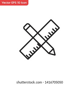
Pencil and ruler vector icon, architect symbol