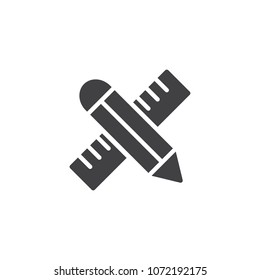Pencil and ruler vector icon. filled flat sign for mobile concept and web design. Office tools simple solid icon. Symbol, logo illustration. Pixel perfect vector graphics