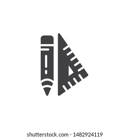 Pencil and ruler vector icon. filled flat sign for mobile concept and web design. Architect tool glyph icon. Symbol, logo illustration. Vector graphics