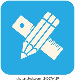 Pencil with ruler, vector icon flat design