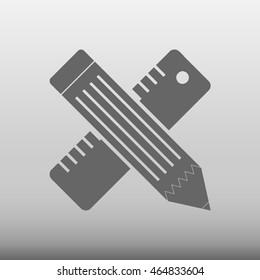 Pencil and Ruler Vector Icon Illustration