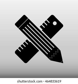 Pencil and Ruler Vector Icon Illustration