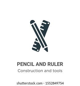 Pencil and ruler vector icon on white background. Flat vector pencil and ruler icon symbol sign from modern construction and tools collection for mobile concept and web apps design.