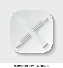 pencil and ruler vector icon - paper illustration