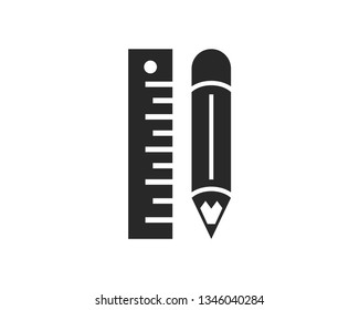 pencil and ruler vector icon template