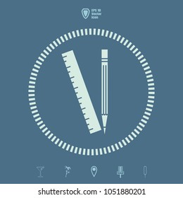 Pencil and ruler vector icon.Flat design style