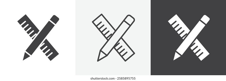 Pencil and ruler vector icons collection graphic designs for ui designs