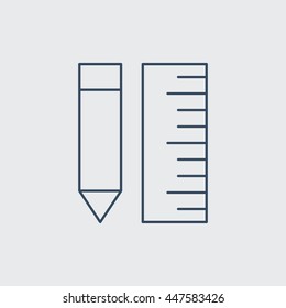Pencil & Ruler Vector Line Icon. Eps.-10.
