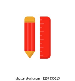pencil and ruller icon vector design flat style
