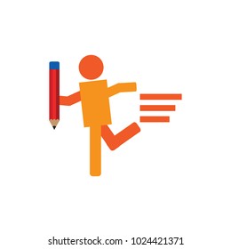Pencil Run Logo Icon Design