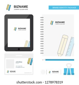 Pencil and scale Business Logo, Tab App, Diary PVC Employee Card and USB Brand Stationary Package Design Vector Template