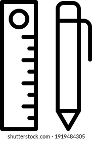 Pencil and Scale Concept Vector line Icon Design, postal service symbol on white background, physically transporting postcards and parcels Sign, Courier and Shipping Services Stock illustration