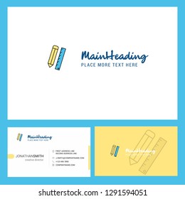Pencil and scale Logo design with Tagline & Front and Back Busienss Card Template. Vector Creative Design