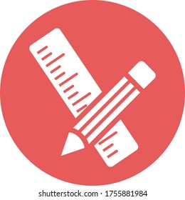 Icono de diseño de lápiz, escala, equipo de estudio