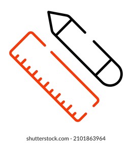 Stift mit Maßstab, Vektordesign von Schreibwerkzeugen

