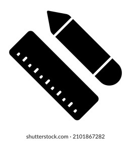 Lápiz con escala, diseño vectorial de herramientas de papelería

