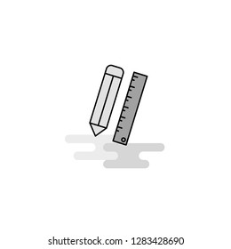 Pencil and scale Web Icon. Flat Line Filled Gray Icon Vector