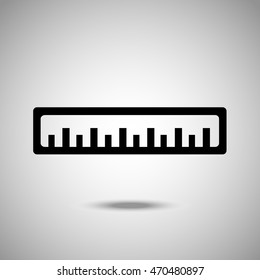 Pencil scaling icon. Flat style. Grey background. Vector illustration.