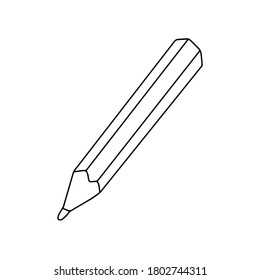 Accesorio de la escuela de lápiz en ilustración vectorial de estilo doodle dibujado a mano, de vuelta a la escuela concepto imagen, linea linda arte