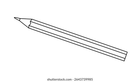Pencil school accessory simple hand drawn doodle vector illustration, stationary object back to school concept image, cute line art, kids painting material, painting tool for hobby, craft, drawing