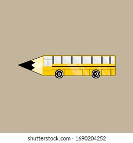 pencil School bus vector logos are types of buses that are owned, rented, contracted, or operated by a school or school district