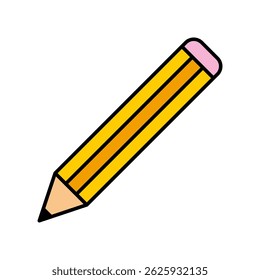 Pencil School, Draw, Create, Learn Object Graphic. Stationery Education Writing Illustration. Flat Style Isolated Colorful