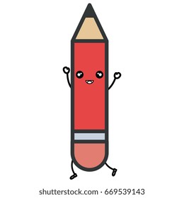 pencil school kawaii character