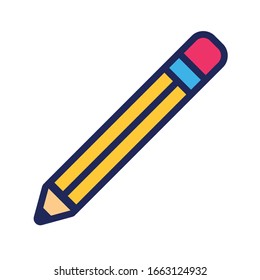 diseño de ilustración vectorial de la línea de aprovisionamiento de la escuela de lápiz y el estilo de relleno