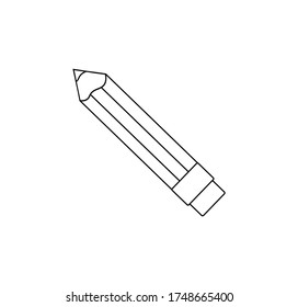Lápiz para un escolar, oficinista. Ilustración aislada de vectores con lápiz en estilo Doodle. Estilo de caricatura. Accesorio para escribir. Diseño de anuncios, sitios web y banners. Un elemento aislado.