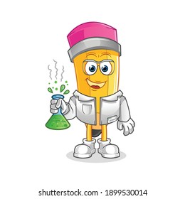 pencil scientist character. cartoon mascot vector