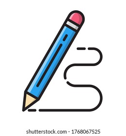pencil with scribble filled outline icon