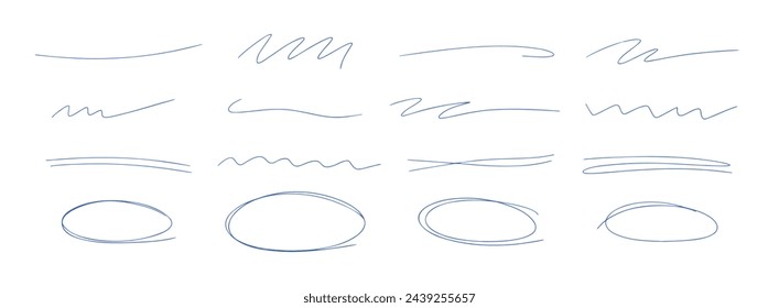 Pencil scribbles collection. Hand drawn vector lines and strokes. Grunge texture pen or pencil drawing.
