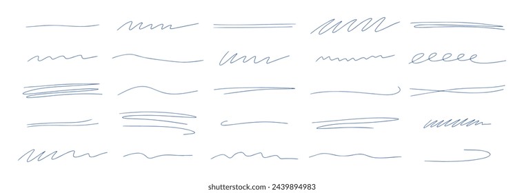 Pencil scribbles collection. Hand drawn vector lines and strokes. Grunge texture pen or pencil drawing.