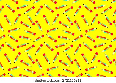 Lápiz sin patrón de fondo. Patrón sin fisuras con lápices de colores. Dibujado a mano de patrón de lápices de colores. Fondo del patrón de suministro escolar. 