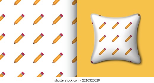 Pencil seamless pattern with pillow. Vector illustration