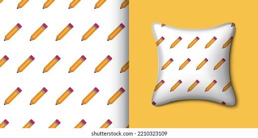 Pencil seamless pattern with pillow. Vector illustration