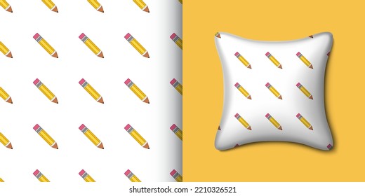 Pencil seamless pattern with pillow. Vector illustration