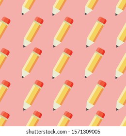 Pencil seamless pattern vector on pink background. Art supply