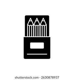 Pencil Set in Box Icon for School and Office Supplies Storage