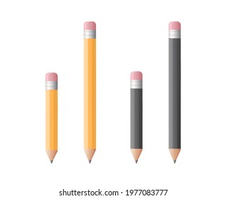 Pencil set. Colored flat vector illustration. Isolated on white background.