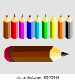 pencil and set of colored pencils