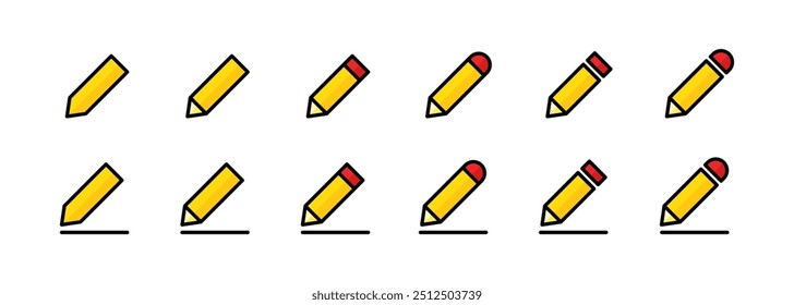 Pencil set icons. Flat style. Vector icons.
