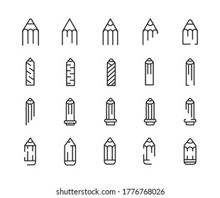 Pencil Set of Outline Vector Icon