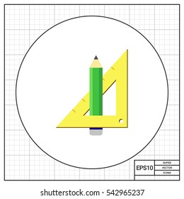 Pencil and set square