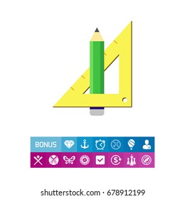 Pencil and set square