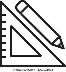 Pencil and Set Square icon vector image. Can also be used for Physical Fitness. Suitable for mobile apps, web apps and print media.